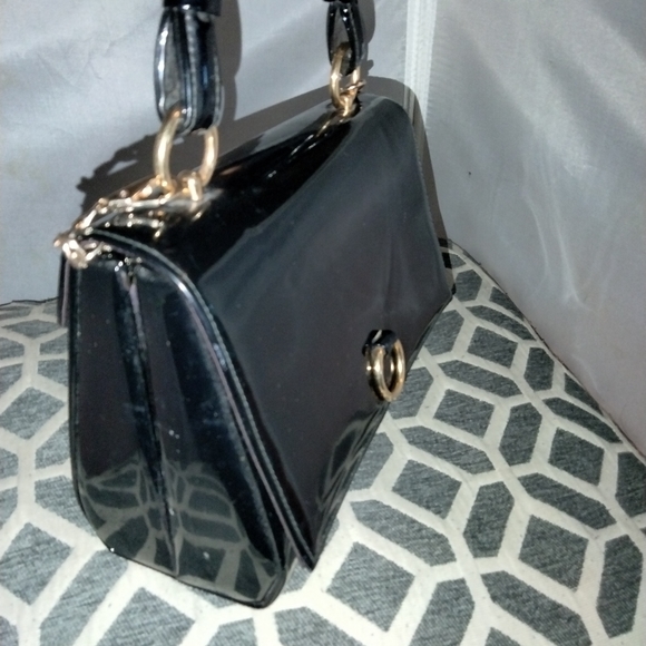 Black patent vintage Lewis box purse bag crossbody - Picture 1 of 12